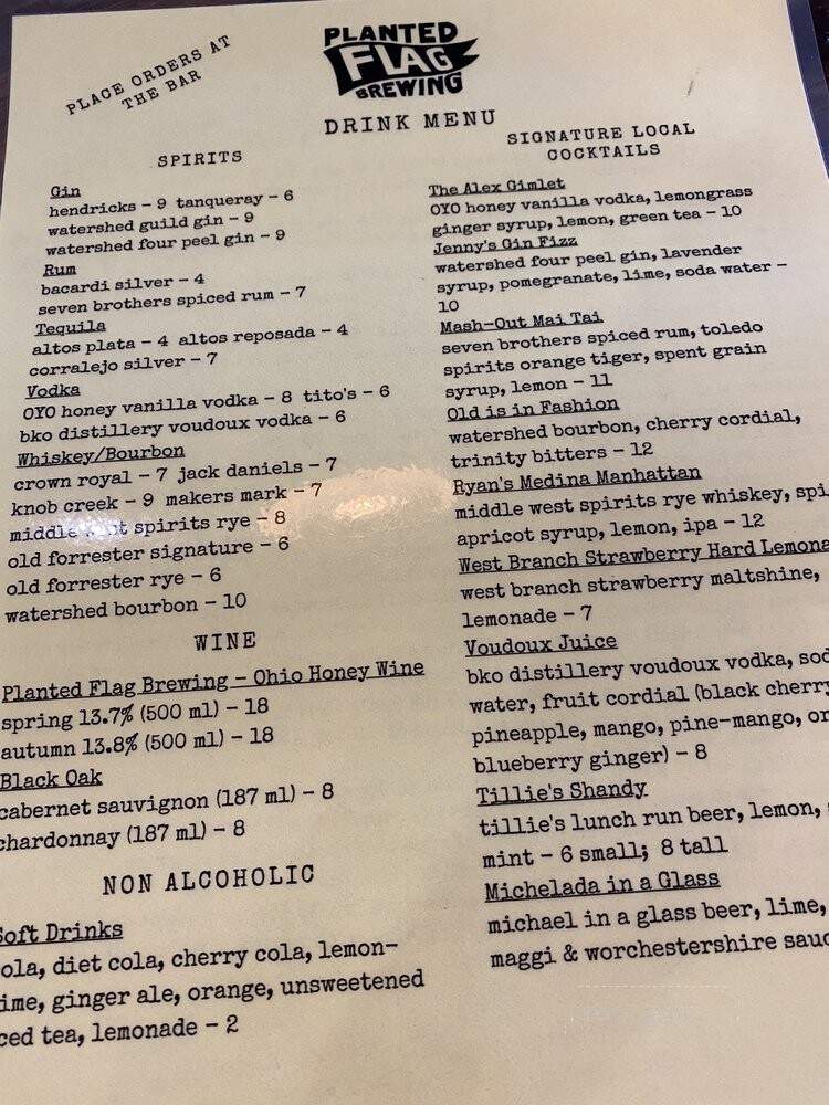 Planted Flag Brewing - Medina, OH menu_pic