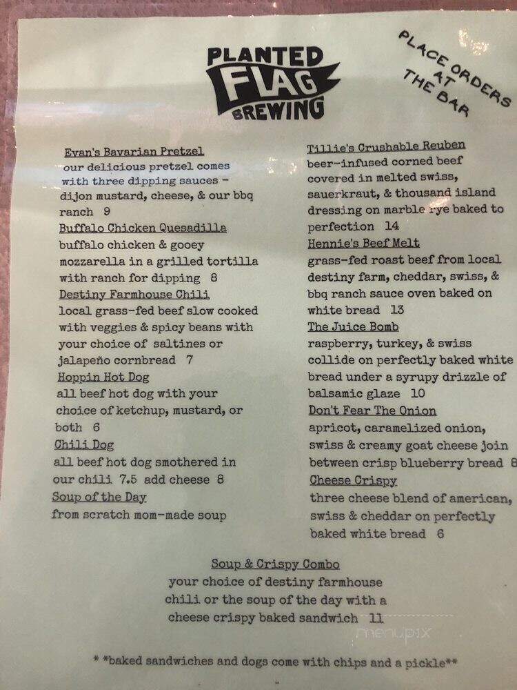 Planted Flag Brewing - Medina, OH menu_pic
