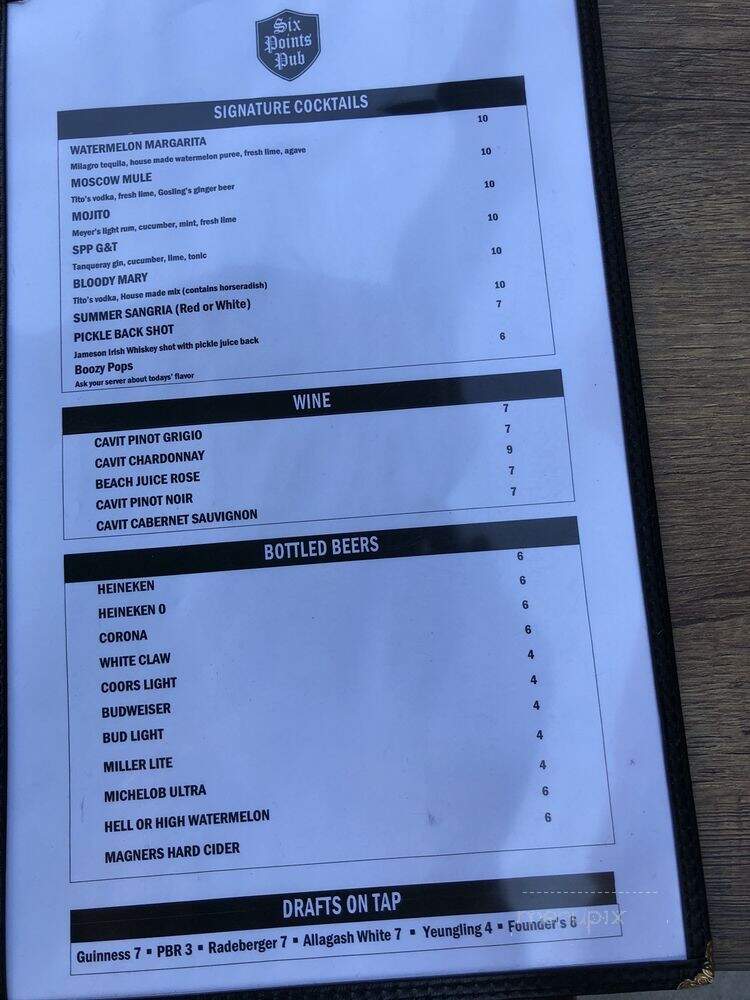 Six Points Pub - Bloomfield, NJ menu_pic
