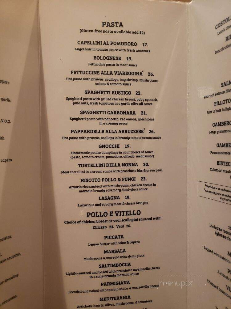 Via Piccola Trattoria - Tiburon, CA menu_pic