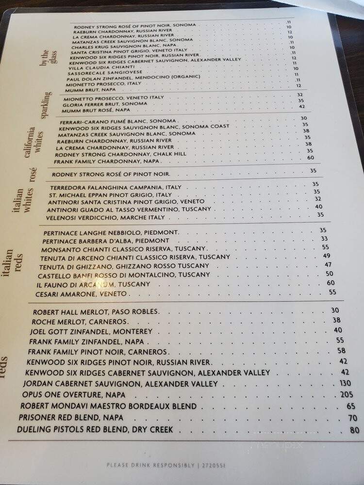 Via Piccola Trattoria - Tiburon, CA menu_pic