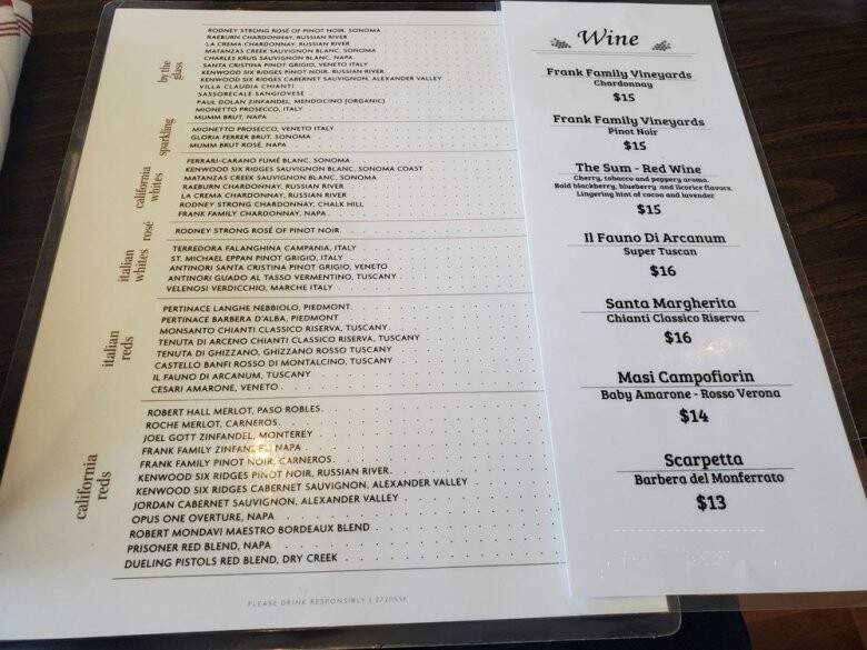 Via Piccola Trattoria - Tiburon, CA menu_pic