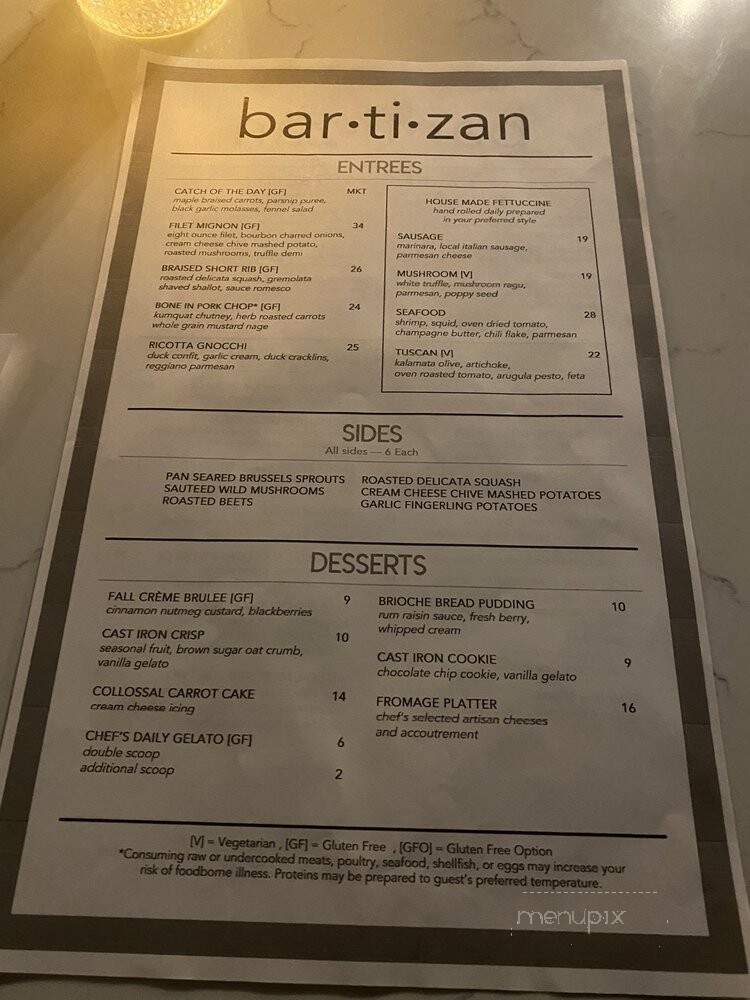 Bartizan Restaurant & Bar - Glen Allen, VA menu_pic