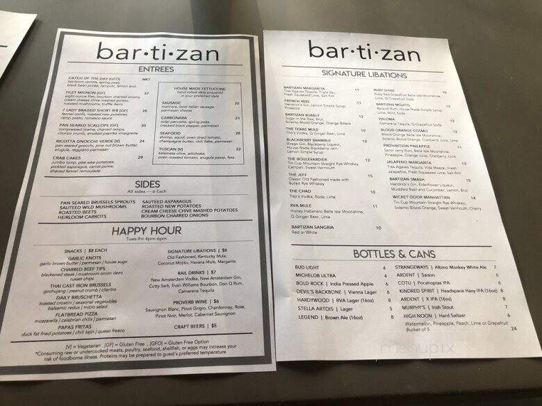 Bartizan Restaurant & Bar - Glen Allen, VA menu_pic