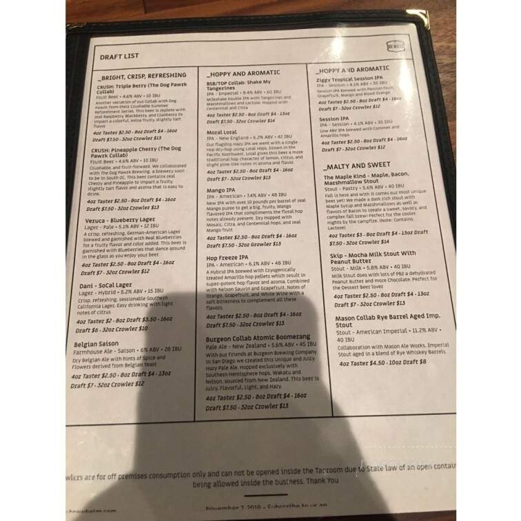 Mad Pursuit Brewing Company - Hollister, CA menu_pic
