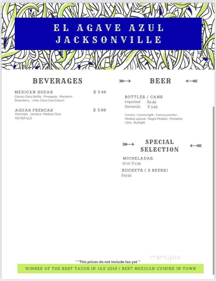 El Agave Azul - Orange Park, FL menu_pic