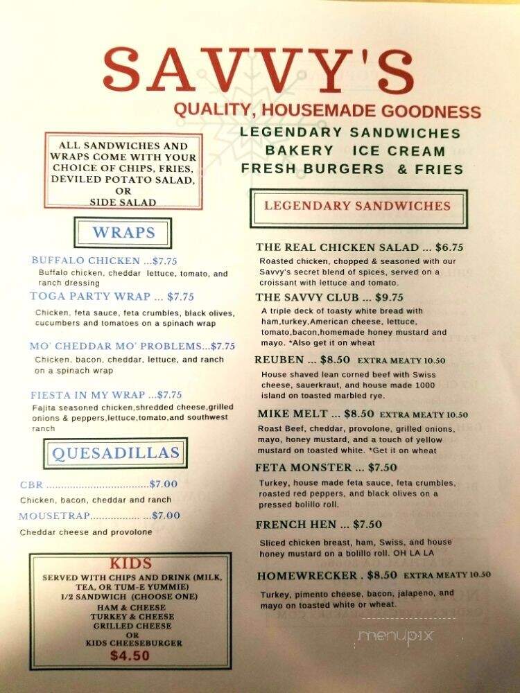 Savvy Cakes and Legendary Sandwiches - Statham, GA menu_pic