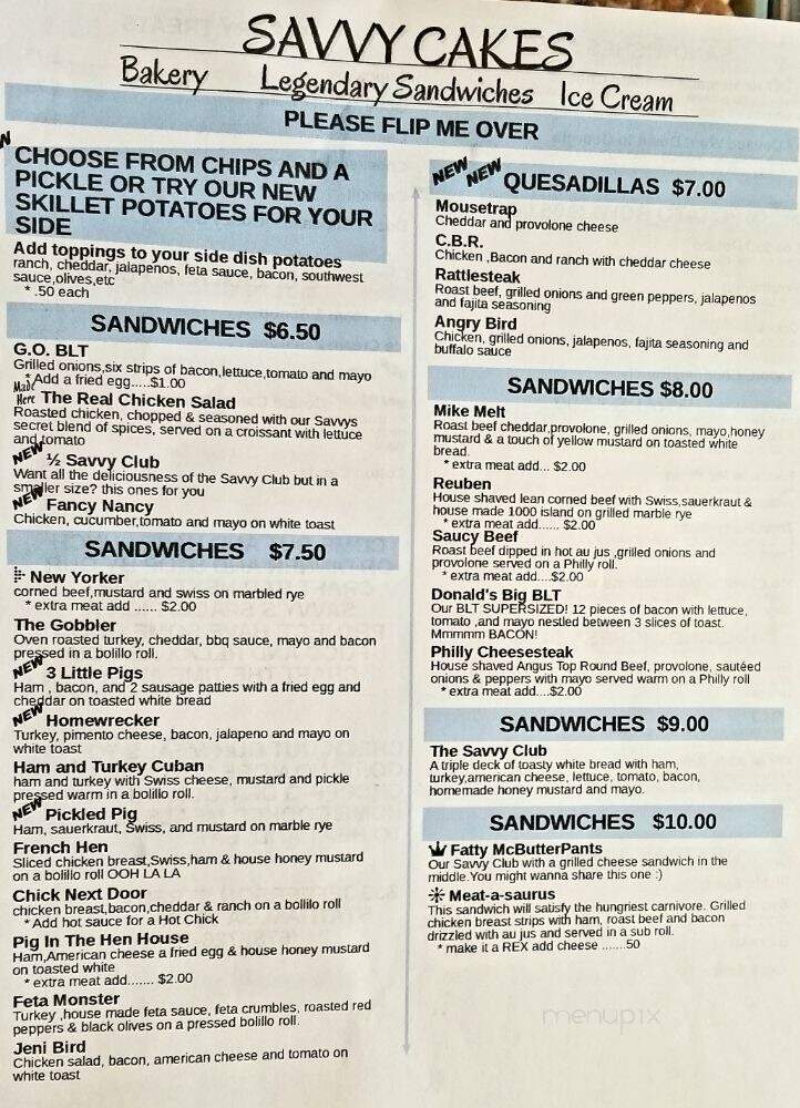 Savvy Cakes and Legendary Sandwiches - Statham, GA menu_pic