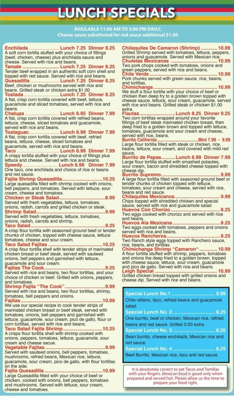 Casa Grande Mexican Restaurant - Harrodsburg, KY menu_pic