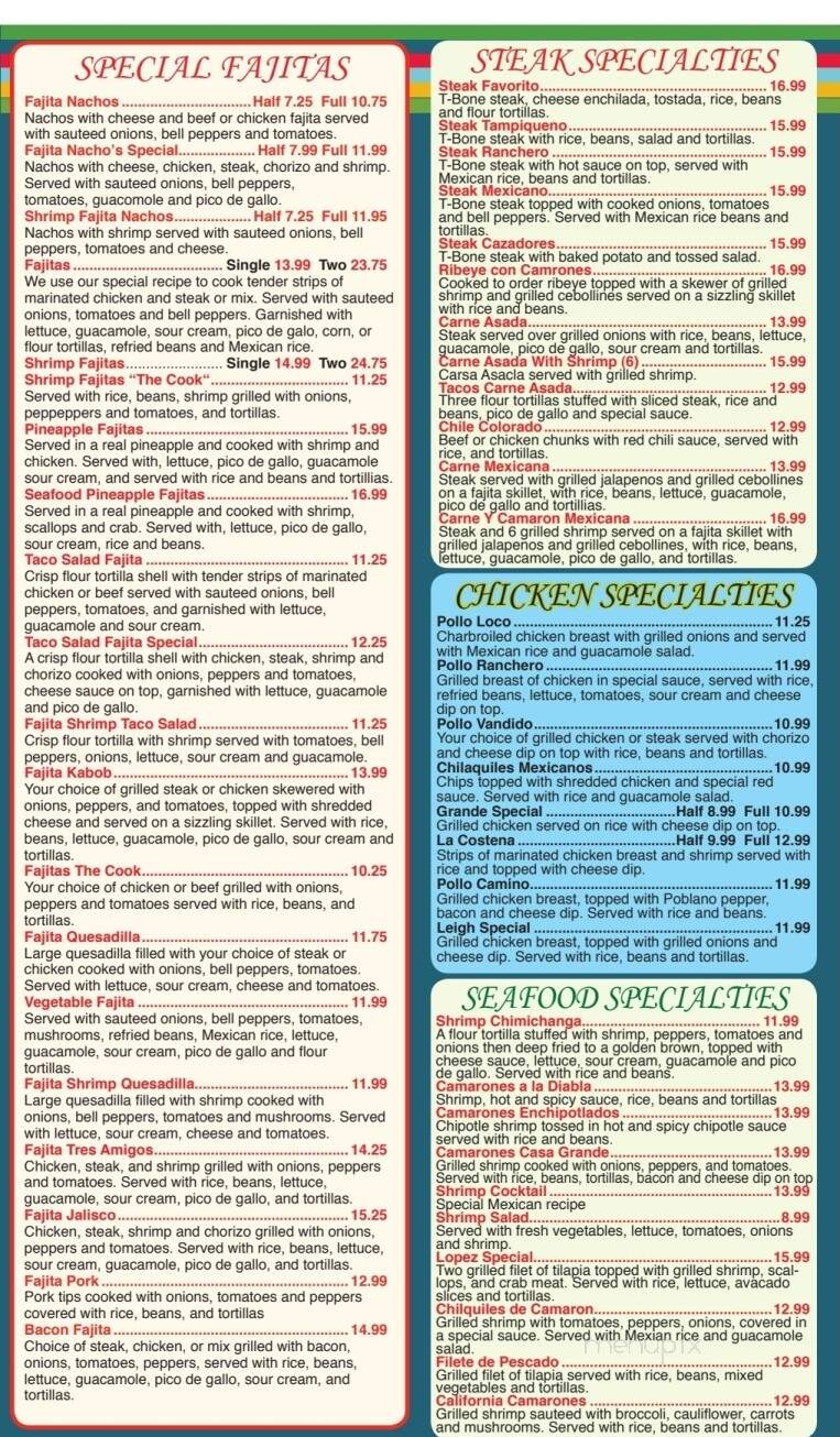 Casa Grande Mexican Restaurant - Harrodsburg, KY menu_pic