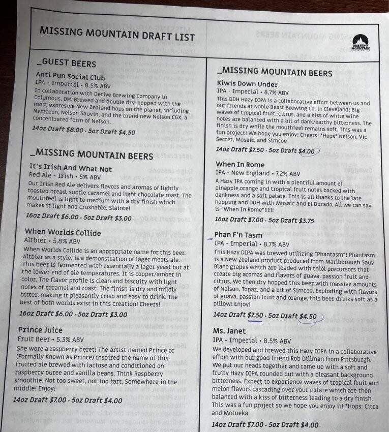 Missing Mountain Brewing - Cuyahoga Falls, OH