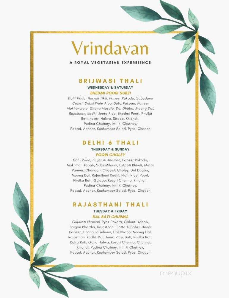 Vrindavan - Frisco, TX menu_pic