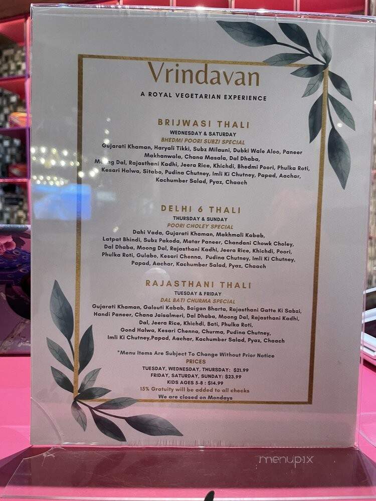 Vrindavan - Frisco, TX menu_pic