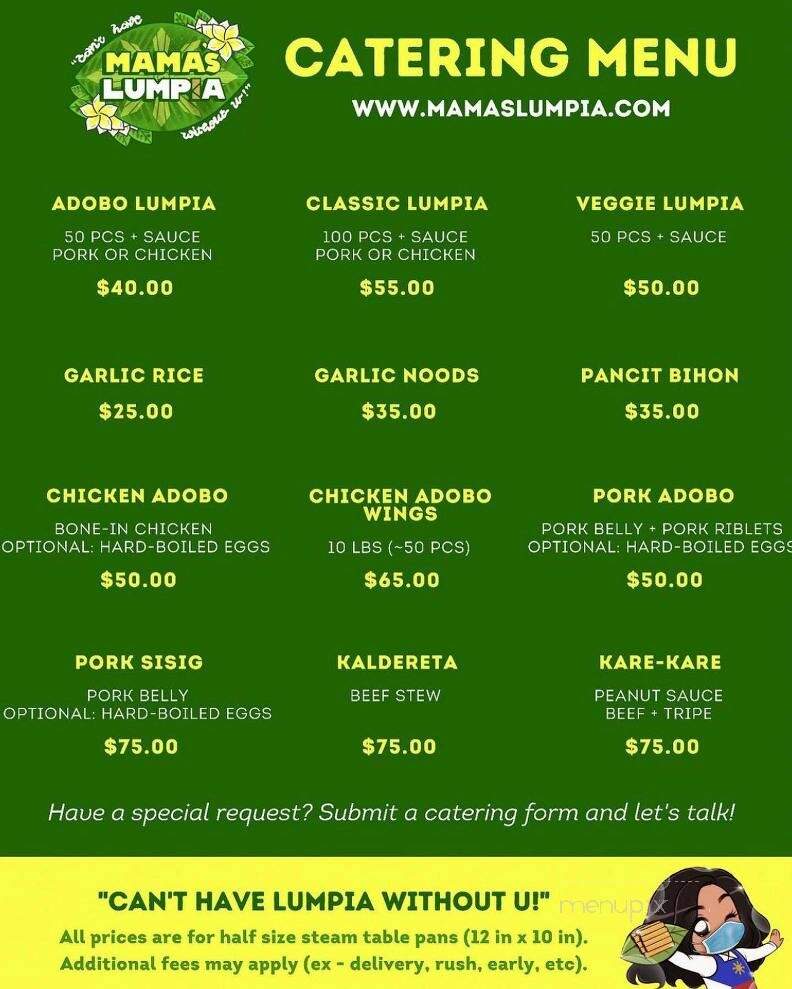 Mama's Lumpia - Pacheco, CA menu_pic