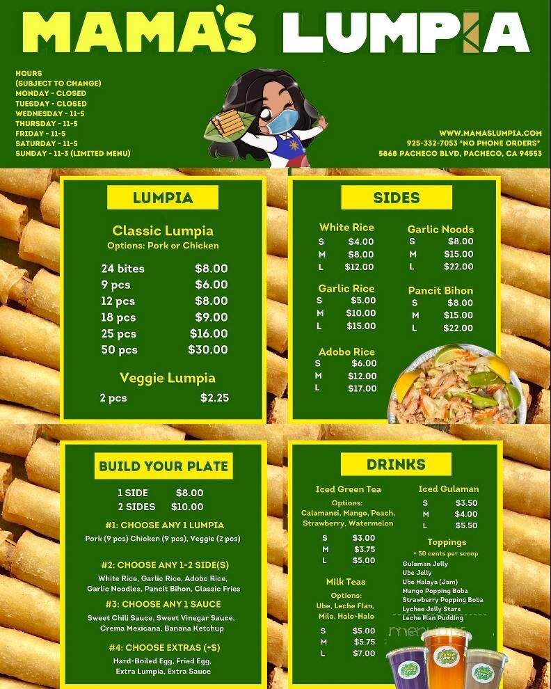 Mama's Lumpia - Pacheco, CA menu_pic