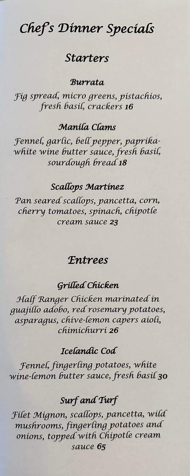 9 Iron Bar & Grill - Cle Elum, WA menu_pic