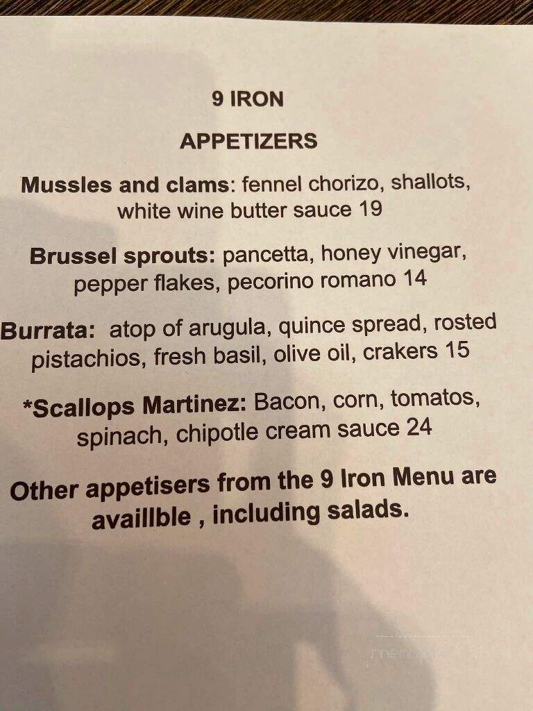 9 Iron Bar & Grill - Cle Elum, WA menu_pic