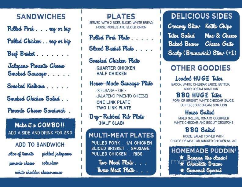 Blue Hound Barbecue - Scaly Mountain, NC menu_pic