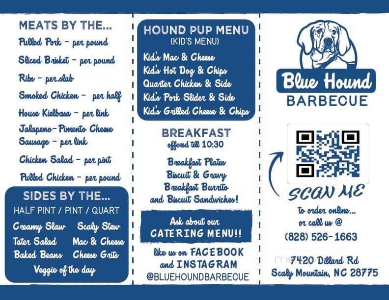 Blue Hound Barbecue - Scaly Mountain, NC menu_pic