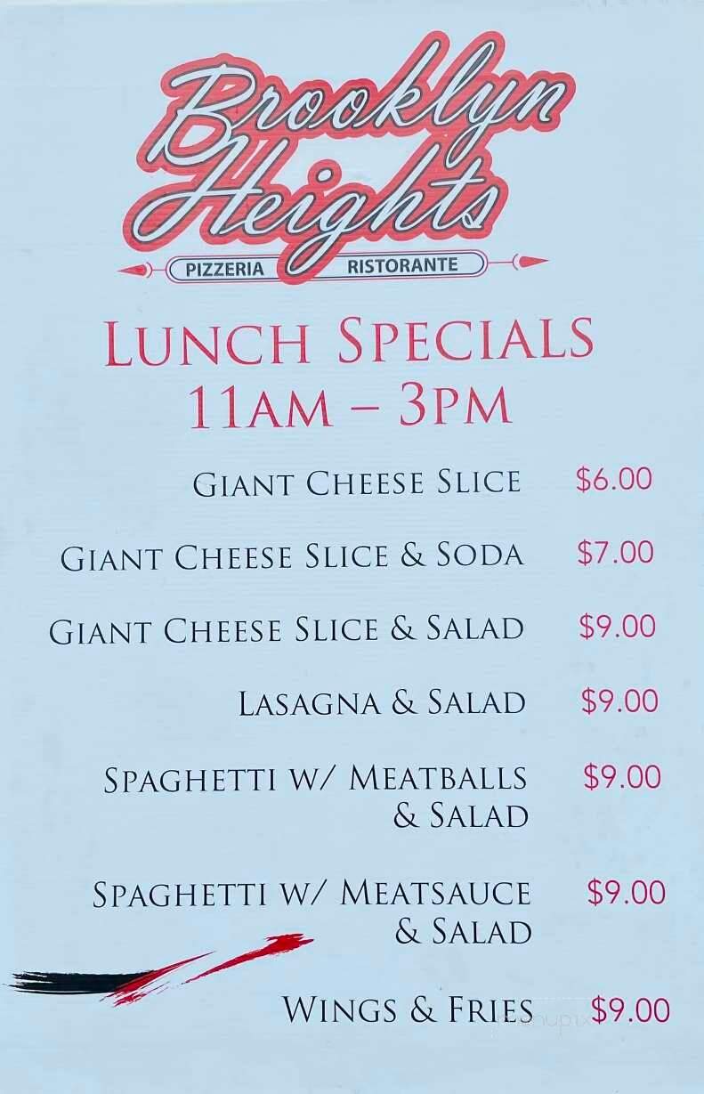 Brooklyn Heights Pizzeria - Leander, TX menu_pic
