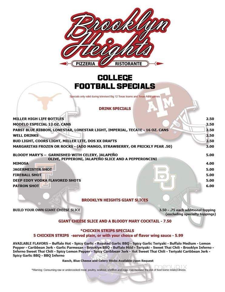 Brooklyn Heights Pizzeria - Leander, TX menu_pic