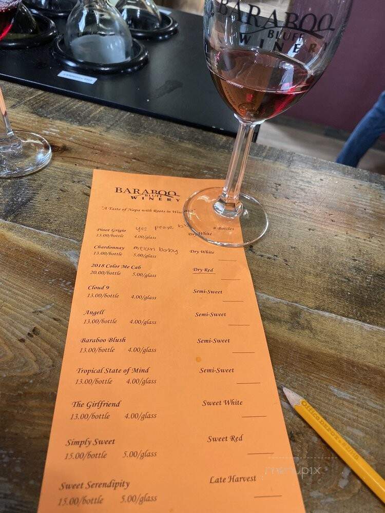 Baraboo Bluff Winery - Baraboo, WI menu_pic
