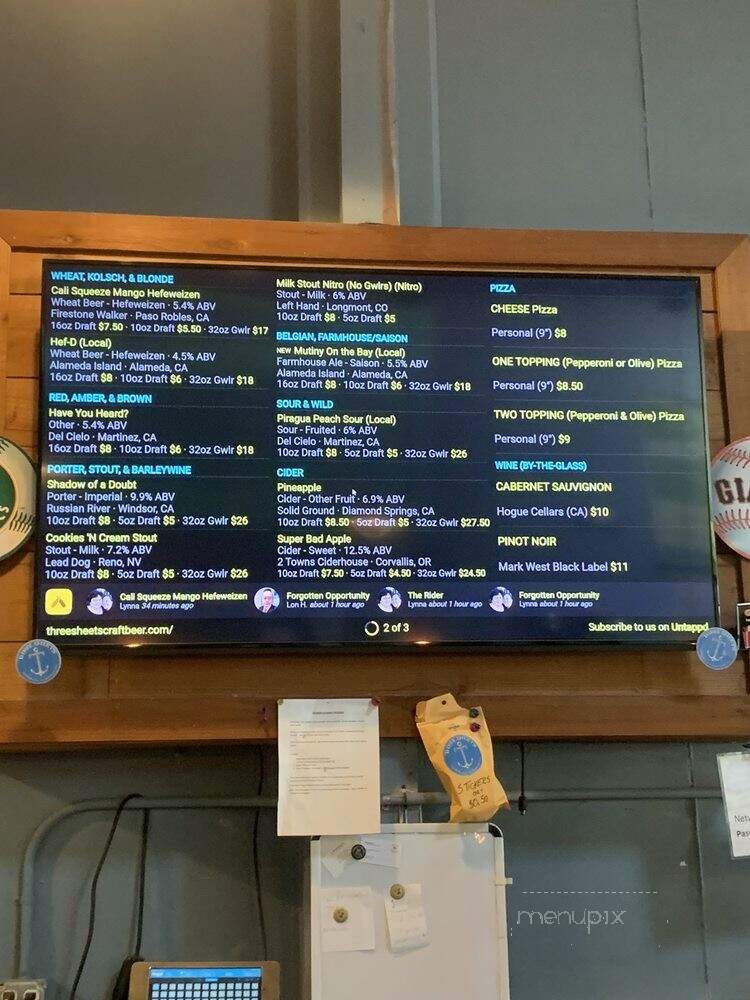 Three Sheets Craft Beer Bar - Dublin, CA menu_pic