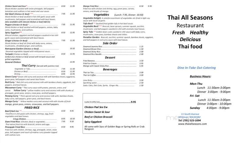 Thai All Seasons - Whitman, MA