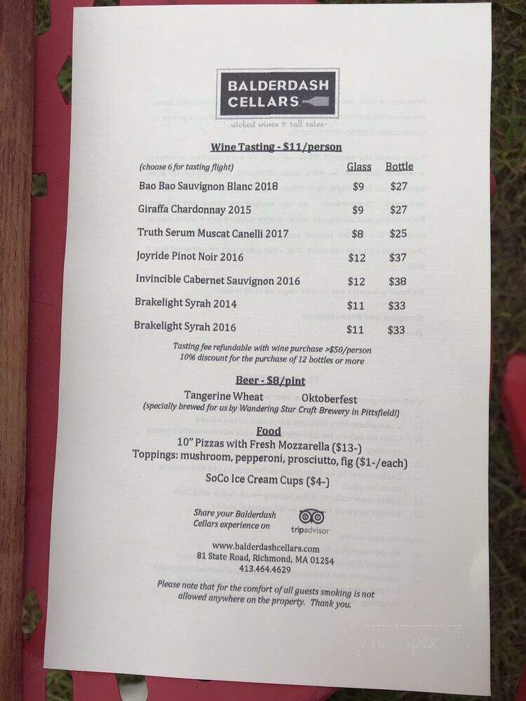 Balderdash Cellars - Pittsfield, MA menu_pic