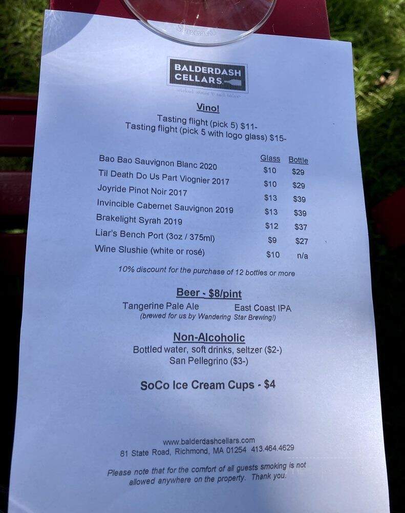 Balderdash Cellars - Pittsfield, MA menu_pic