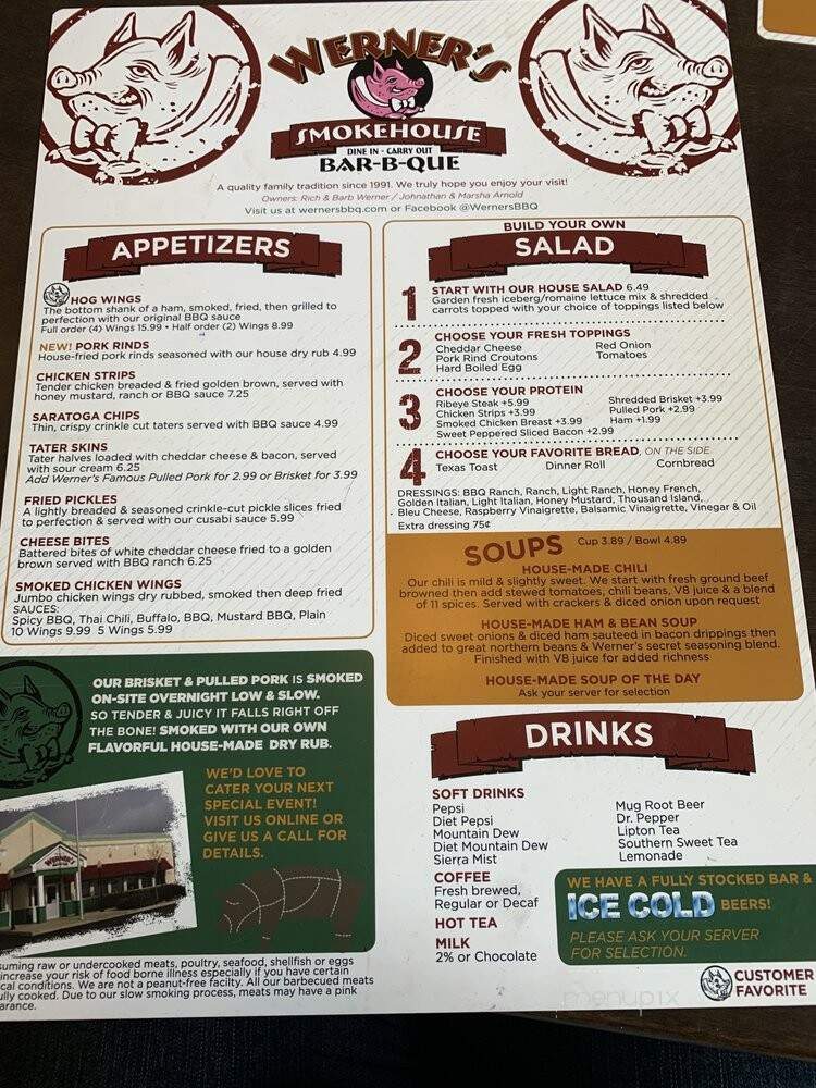 Werner's Smoke House Bar B Que - Jeffersonville, OH menu_pic