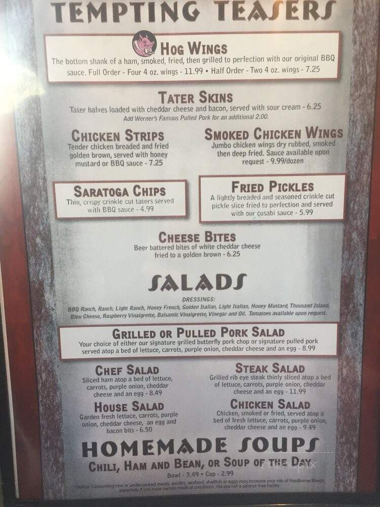 Werner's Smoke House Bar B Que - Jeffersonville, OH menu_pic