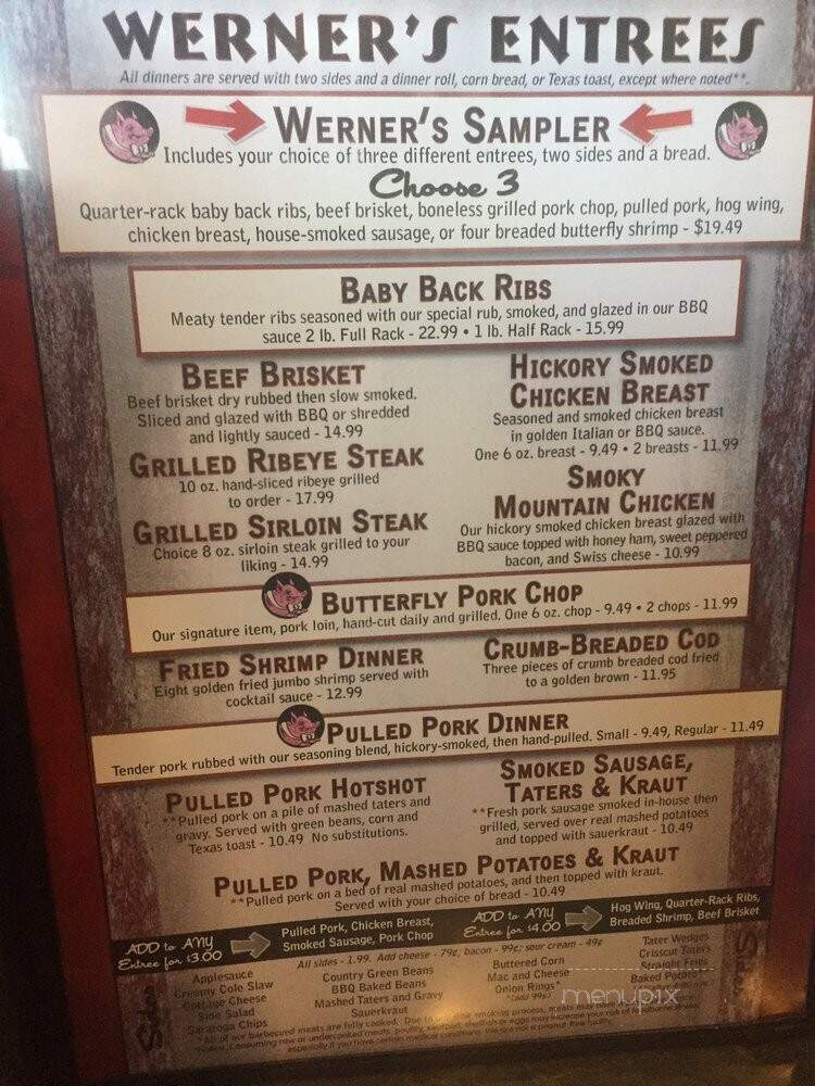 Werner's Smoke House Bar B Que - Jeffersonville, OH menu_pic