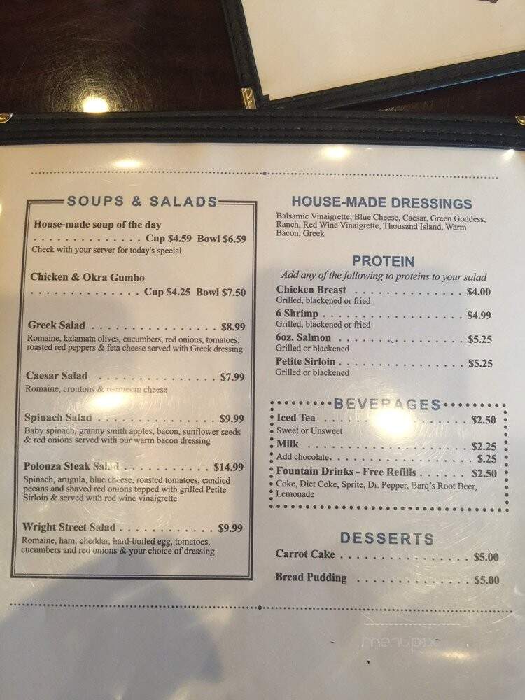 Polonza Bistro - Pensacola, FL menu_pic