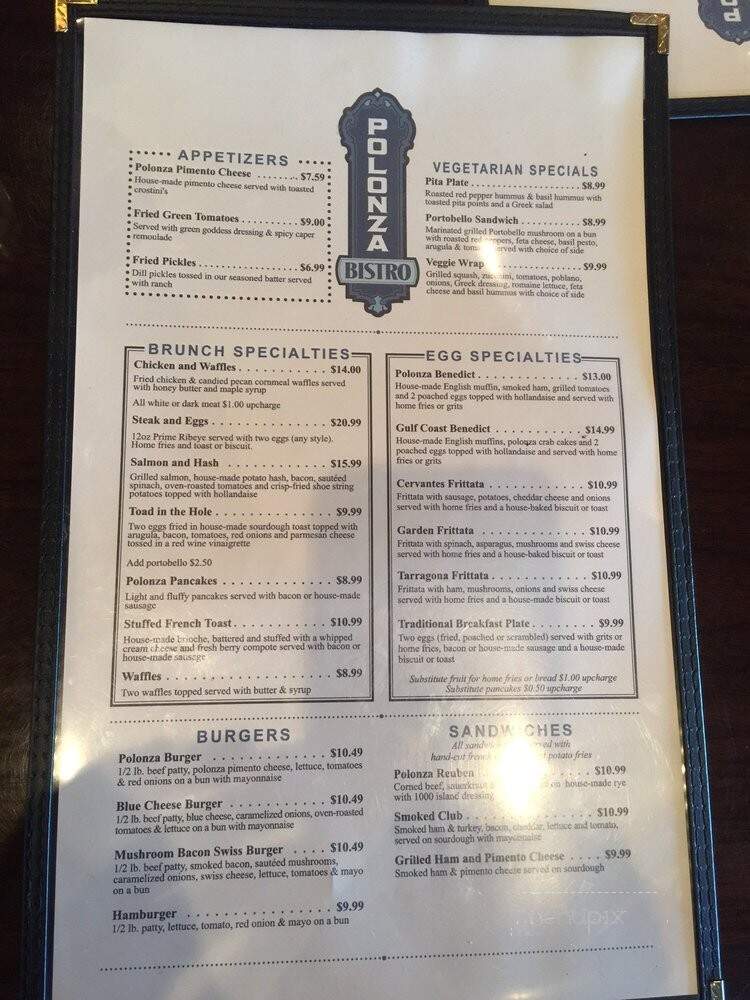 Polonza Bistro - Pensacola, FL menu_pic