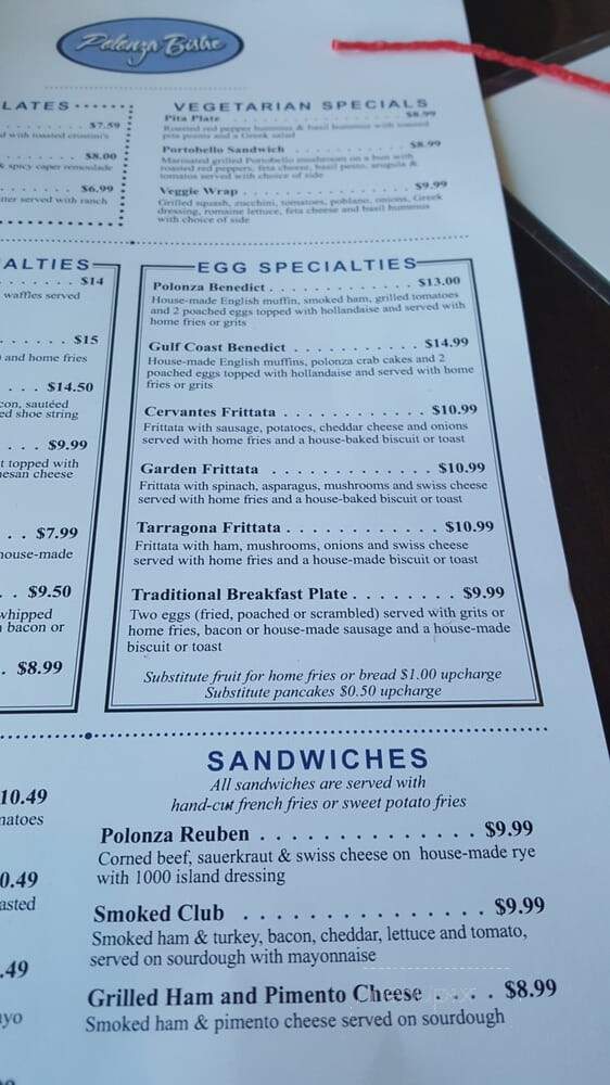 Polonza Bistro - Pensacola, FL menu_pic