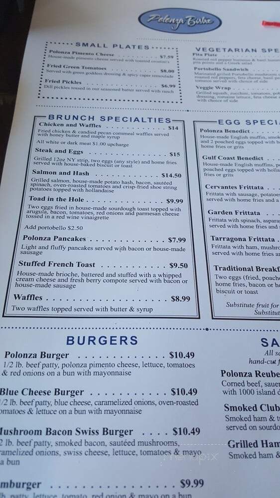 Polonza Bistro - Pensacola, FL menu_pic