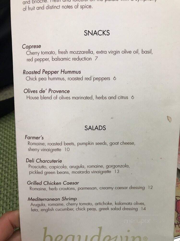 Beaudevin - Chicago, IL menu_pic