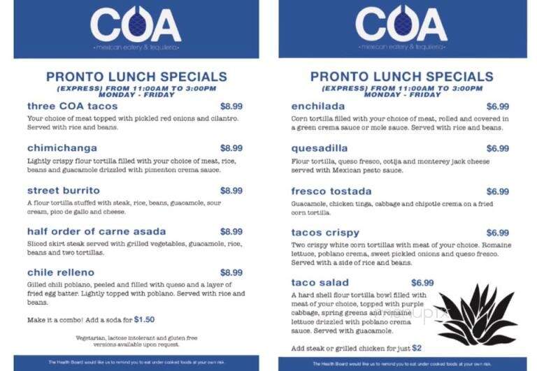 COA | mexican eatery - Mount Vernon, WA menu_pic