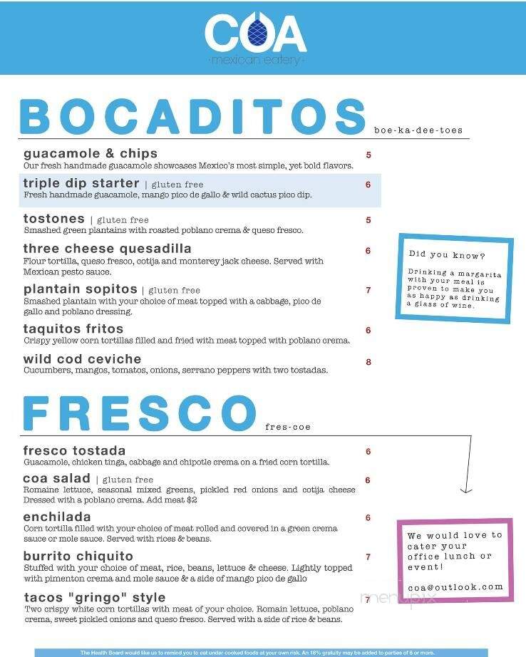 COA | mexican eatery - Mount Vernon, WA menu_pic