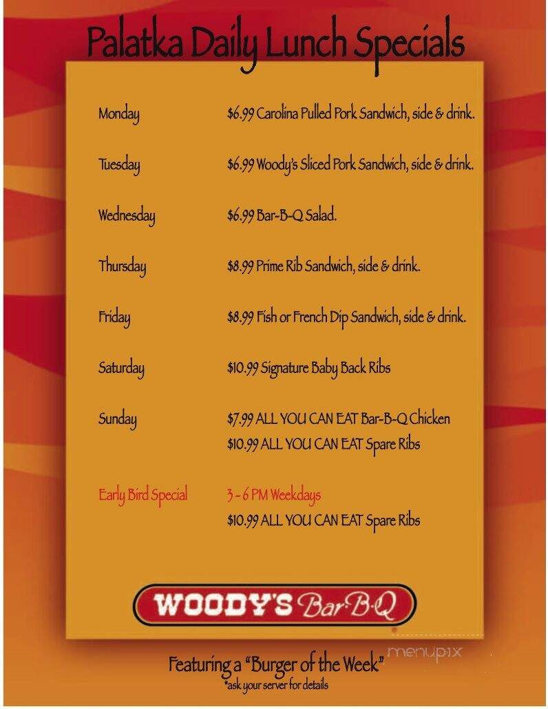 Woody's Bar-B-Que - Palatka, FL menu_pic