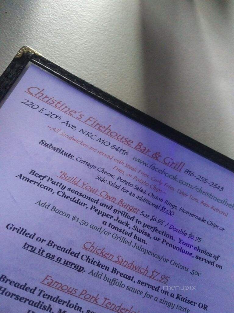 The Firehouse Bar and Grill on 20th - North Kansas City, MO menu_pic