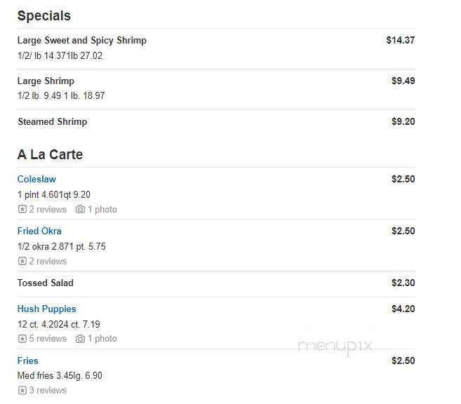 Blythewood Seafood Emporium & BBQ Haven - Columbia, SC menu_pic
