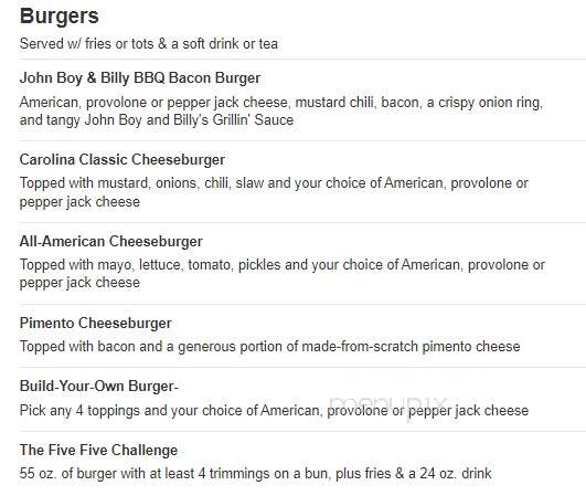 Hwy 55 Burgers Shakes & Fries - Kinston, NC menu_pic