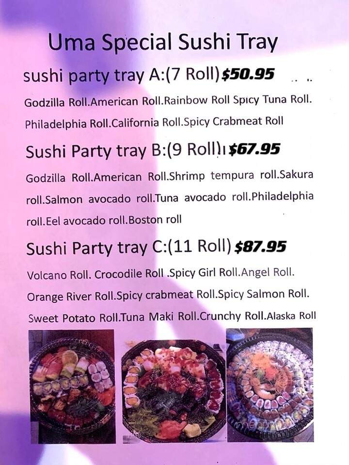 Uma Japanese Hibachi & Sushi Bar - Saint Clair, PA menu_pic