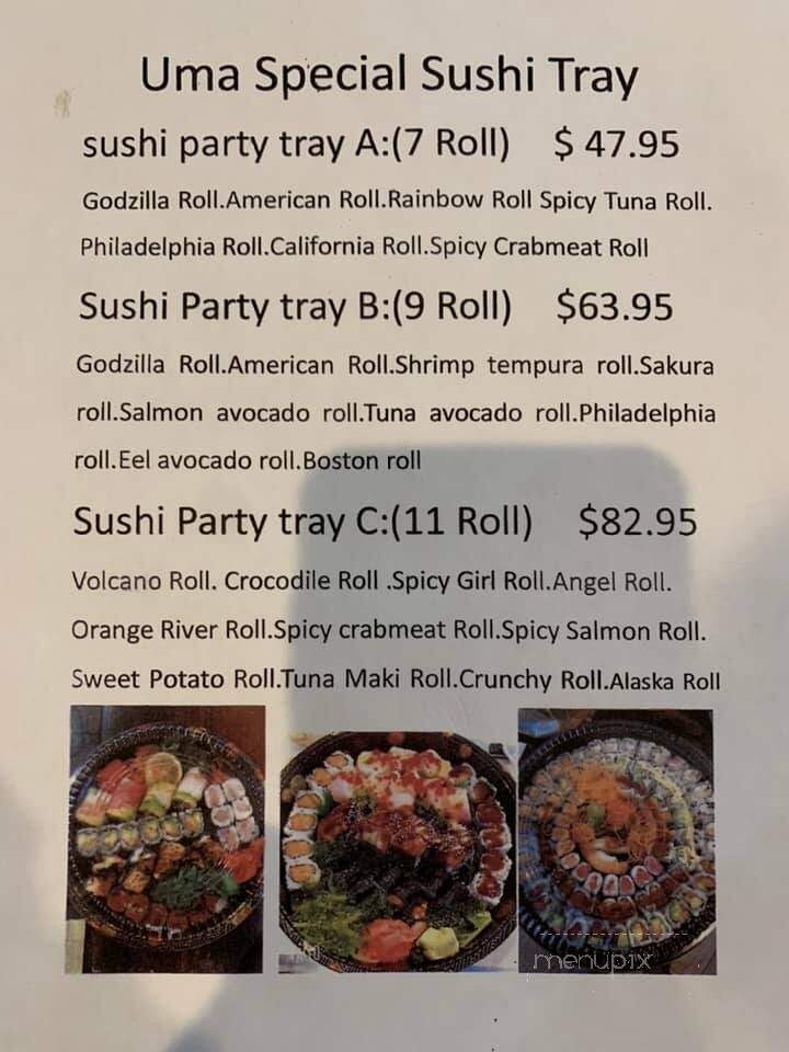 Uma Japanese Hibachi & Sushi Bar - Saint Clair, PA menu_pic