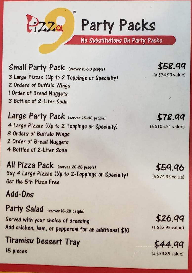 Pizza 9 - Los Lunas, NM menu_pic