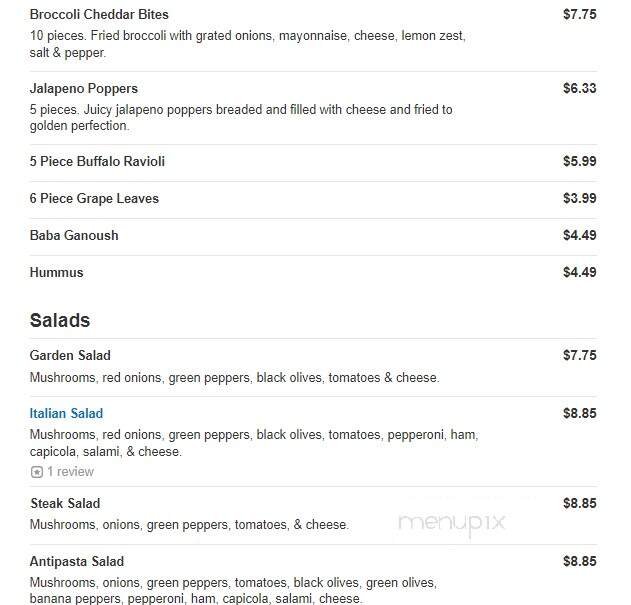 Nonni's Pizza - Blawnox, PA menu_pic