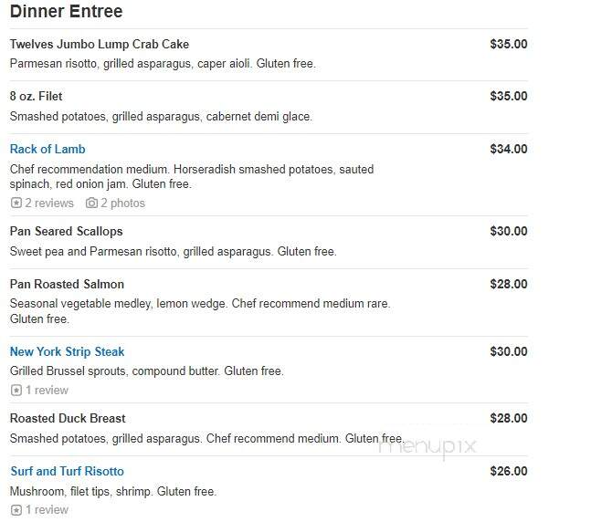Twelves Grill - West Grove, PA menu_pic