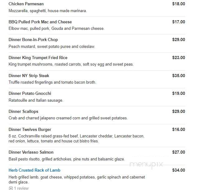 Twelves Grill - West Grove, PA menu_pic